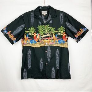 Woodies & Surfboards Hawaiian Shirt Border Prints Vintage? size S